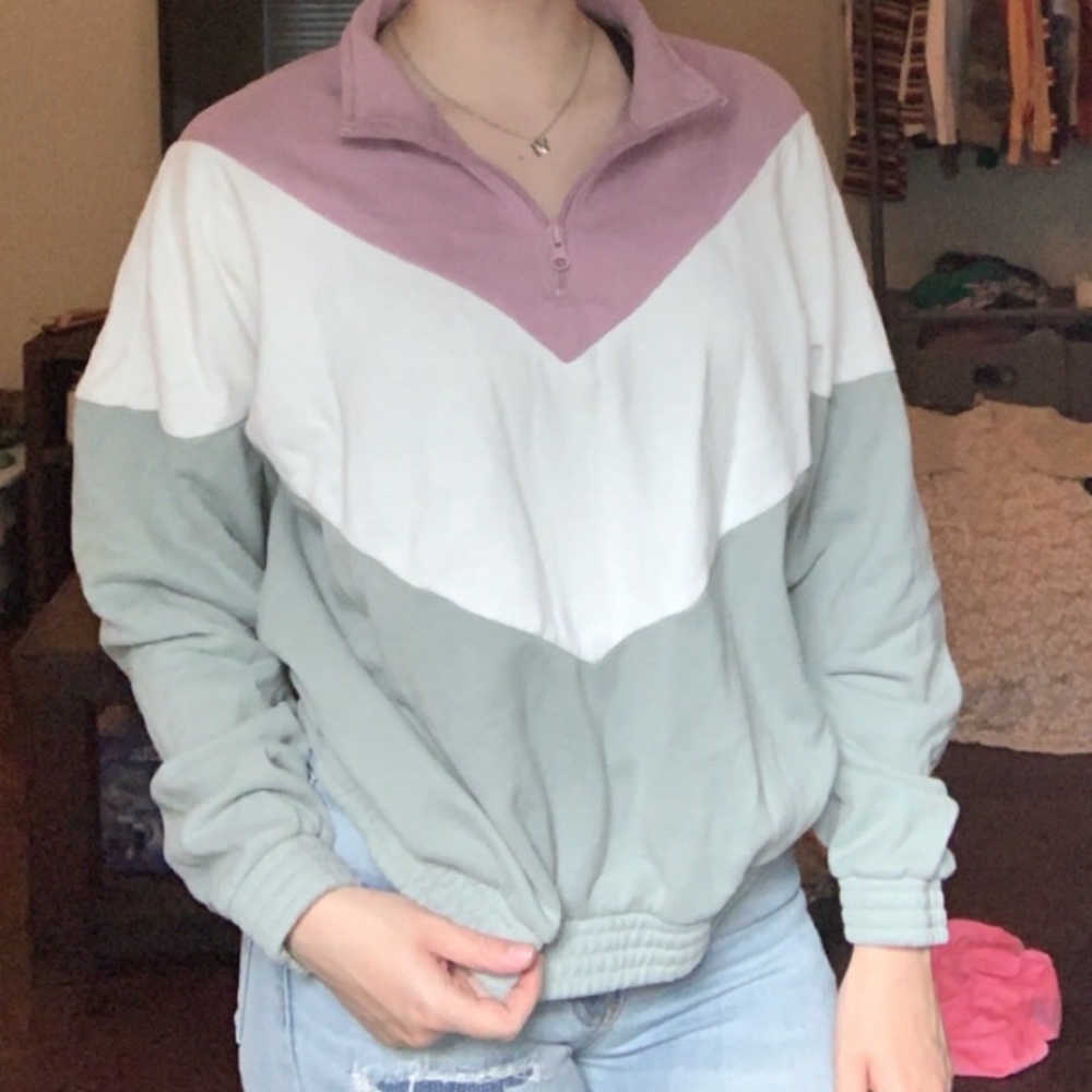 pacsun zip up green white and purple sweatshirt - Picture 6 of 6
